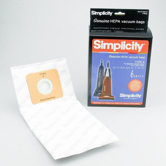 Riccar/Simplicity Type A Hepa Bags 6 Pack